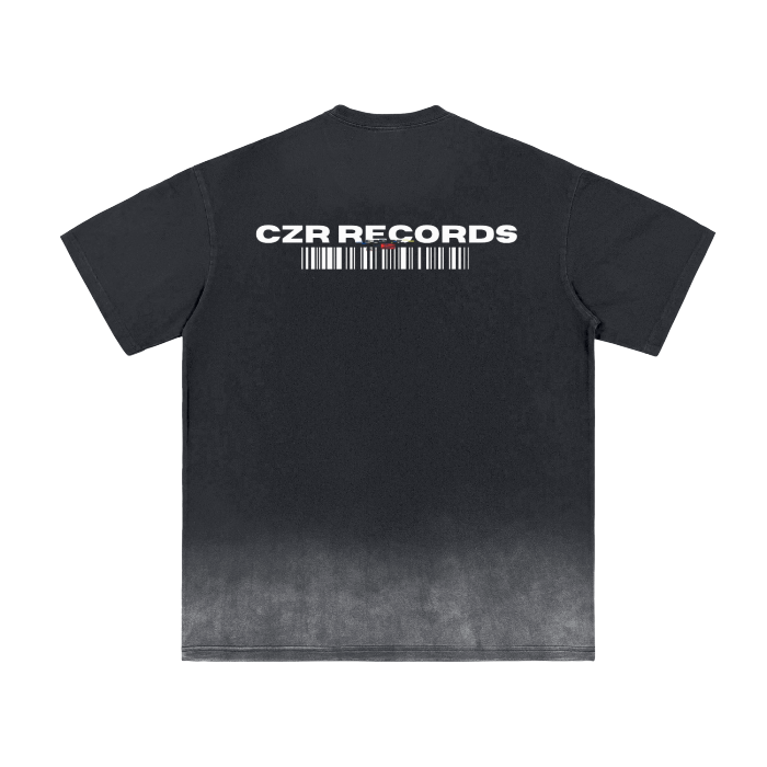 CZR RECORDS APPAREL- Lost & Found Black Vintage Washed Gradient T-Shirt - 250 GSM
