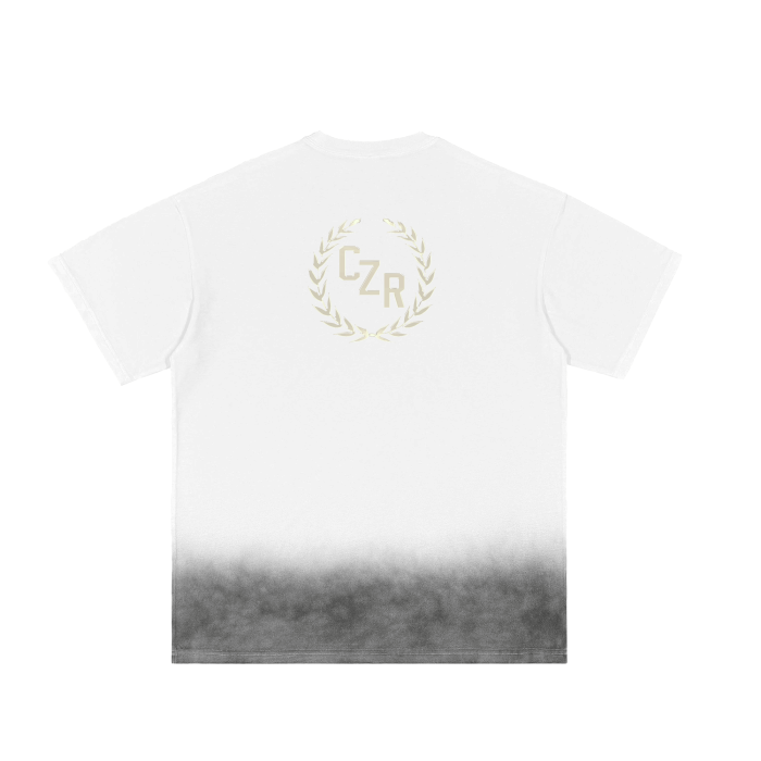 Grey Gradient on White Vintage Washed T-Shirt - 250 GSM