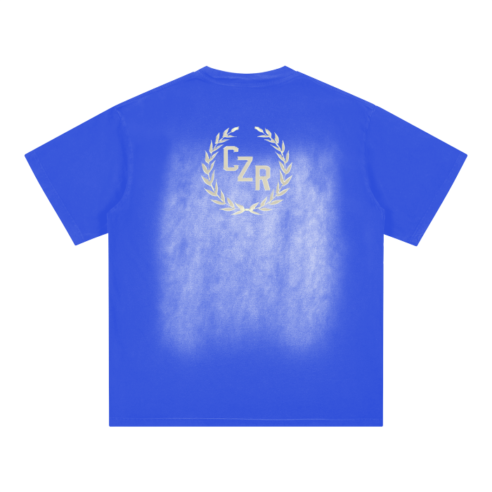 Square Patch Monkey Washed Drop Shoulder T-Shirt - 250 GSM