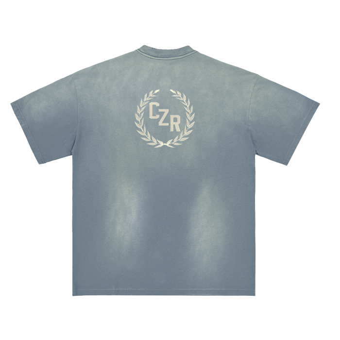 Monkey Washed Distressed Drop Shoulder Crew Neck T-Shirt - 270 GSM