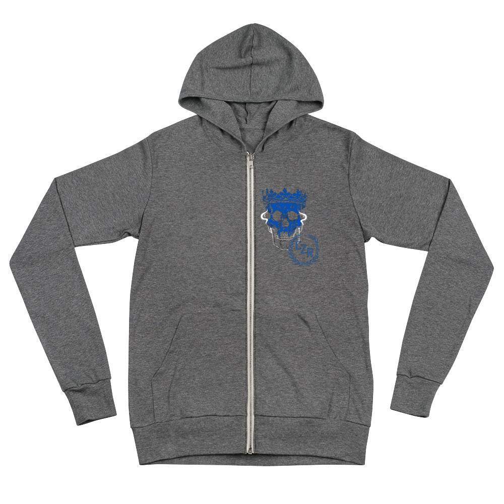 CZR RECORDS APPAREL - Crown Skull Blue zip hoodie
