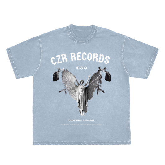 Double Neckline Scattered Edge Frayed Vintage Washed T-Shirt - 250 GSM