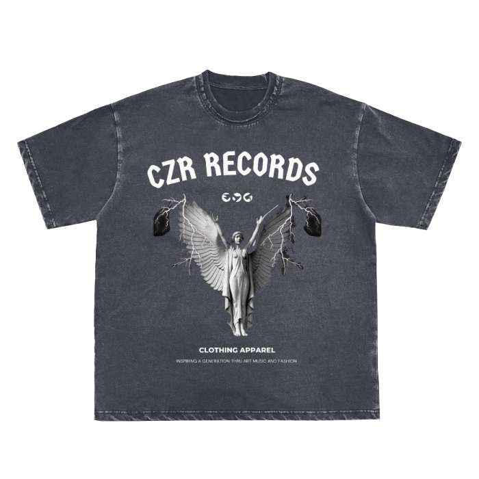 Double Neckline Scattered Edge Frayed Vintage Washed T-Shirt - 250 GSM
