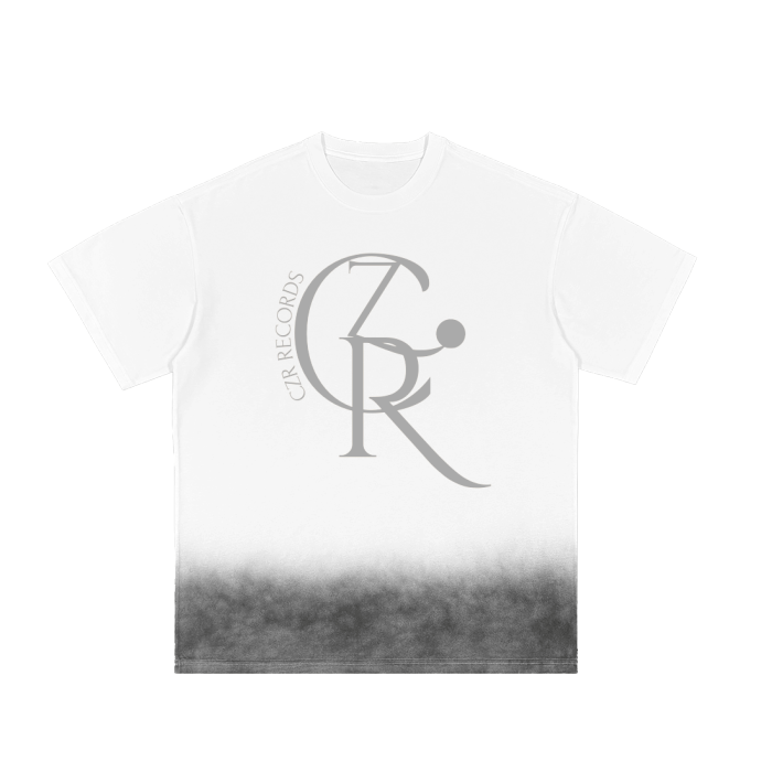 Grey Gradient on White Vintage Washed T-Shirt - 250 GSM