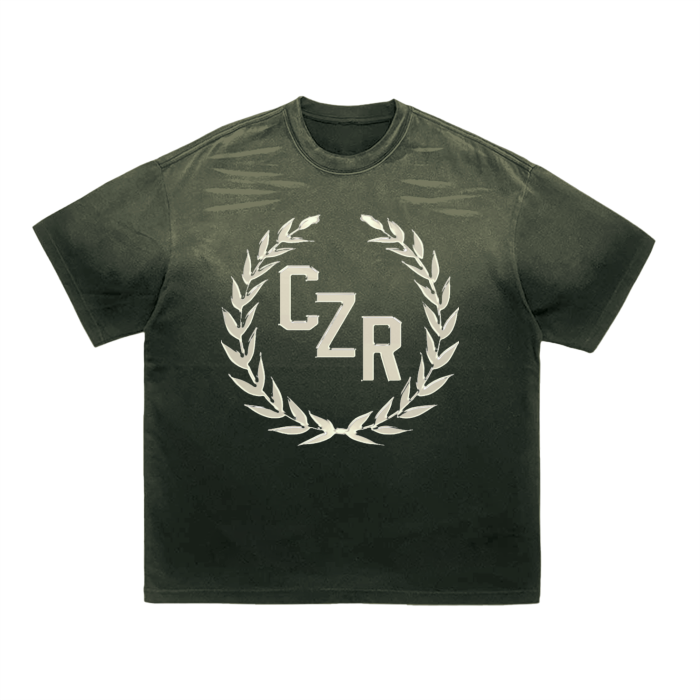 Vintage Washed Tiger Stripes Dyed Gradient T-Shirt - 250 GSM