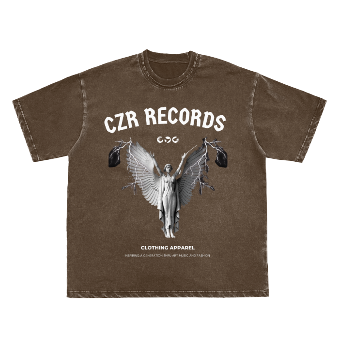 Double Neckline Scattered Edge Frayed Vintage Washed T-Shirt - 250 GSM