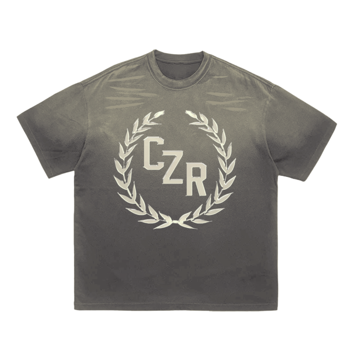 Vintage Washed Tiger Stripes Dyed Gradient T-Shirt - 250 GSM