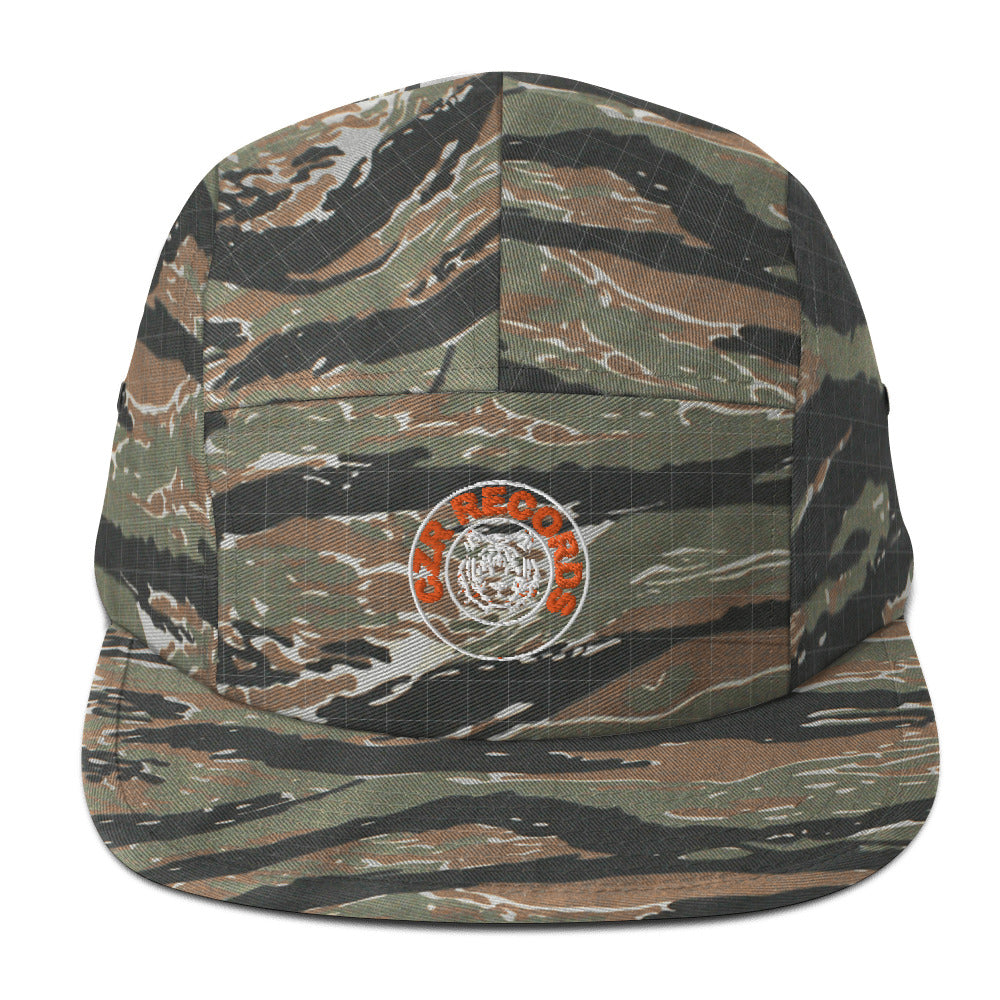 CZR RECORDS APPAREL - Tiger Circle Orange Font Five Panel Cap