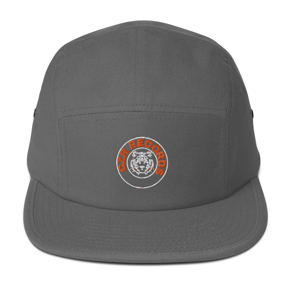 CZR RECORDS APPAREL - Tiger Circle Orange Font Five Panel Cap