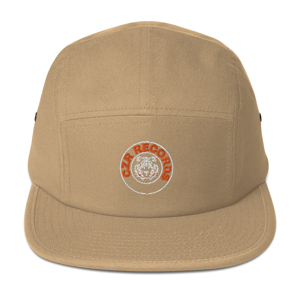 CZR RECORDS APPAREL - Tiger Circle Orange Font Five Panel Cap
