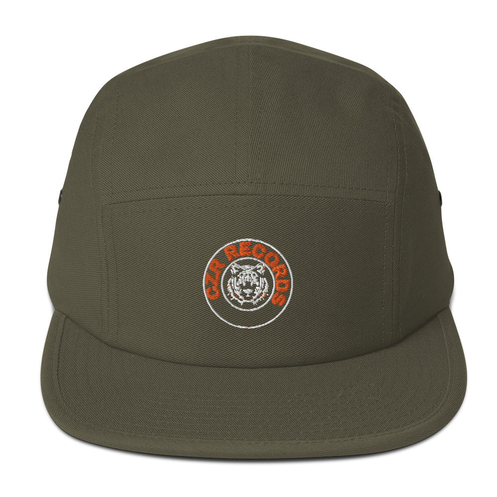 CZR RECORDS APPAREL - Tiger Circle Orange Font Five Panel Cap
