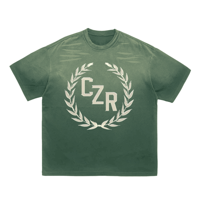 Vintage Washed Tiger Stripes Dyed Gradient T-Shirt - 250 GSM