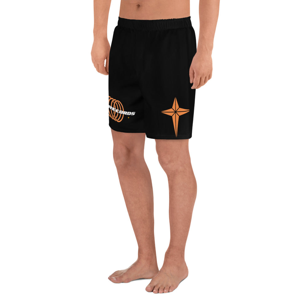 CZR RECORDS APPAREL- 4 Rings Orange & Black Athletic Shorts