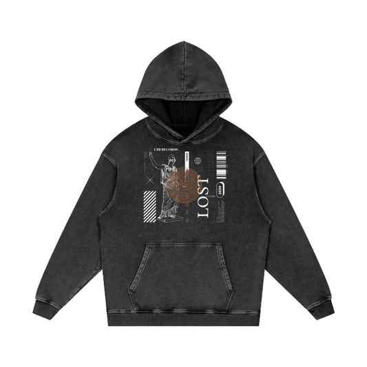 CZR RECORDS APPAREL- Lost & Found Acid Wash Oversize Hoodie