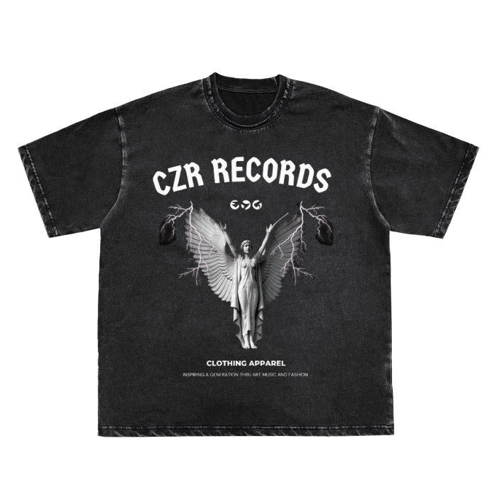 Double Neckline Scattered Edge Frayed Vintage Washed T-Shirt - 250 GSM