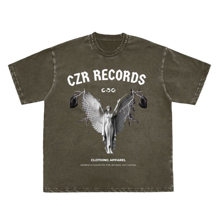 Double Neckline Scattered Edge Frayed Vintage Washed T-Shirt - 250 GSM