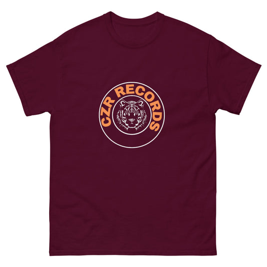 CZR RECORDS APPAREL - Men's Classic Tiger Circle Orange Font Tee
