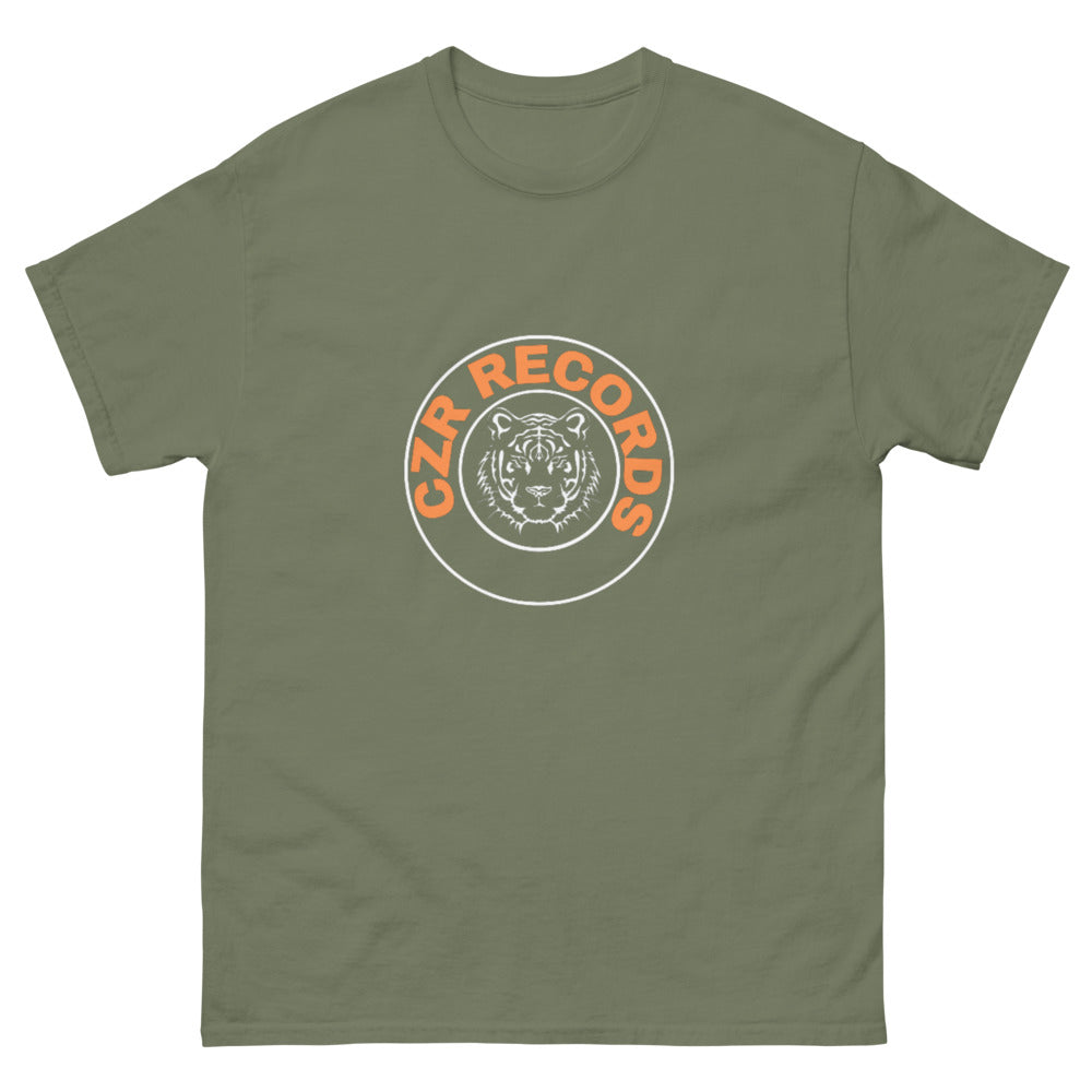 CZR RECORDS APPAREL - Men's Classic Tiger Circle Orange Font Tee