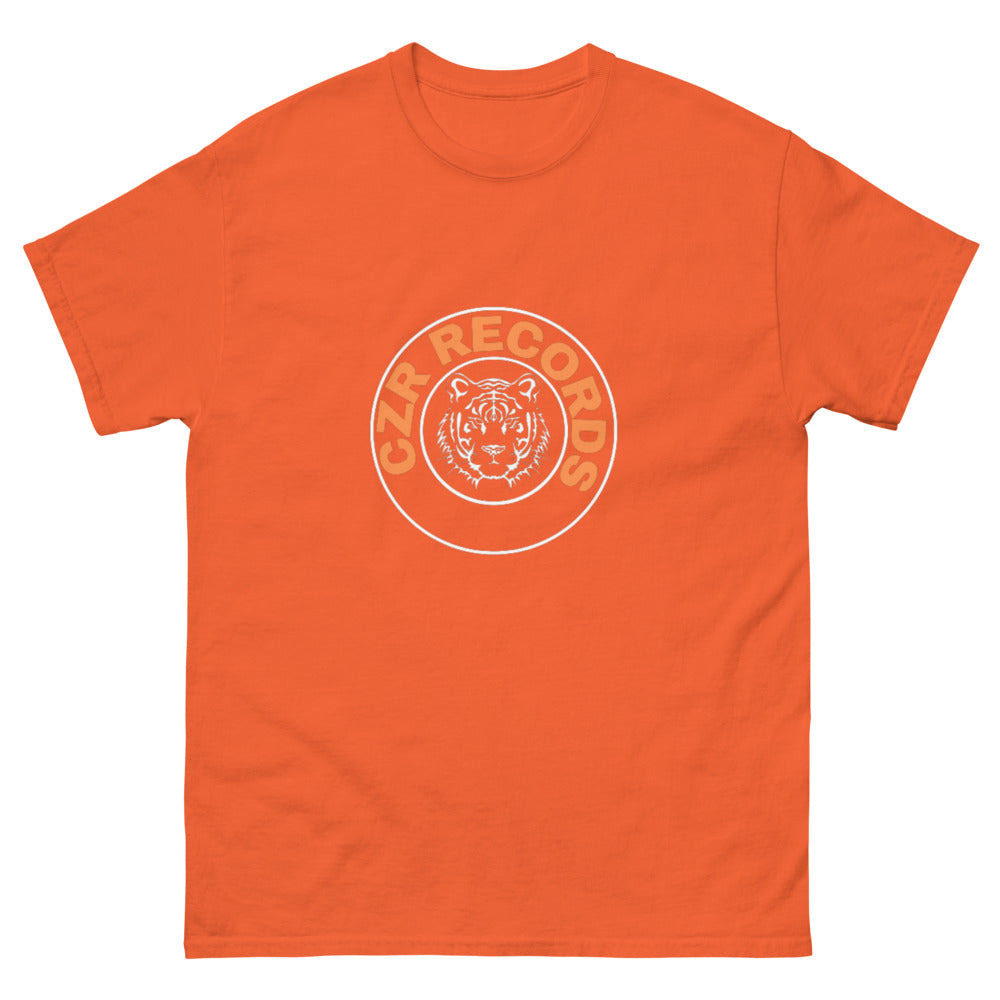 CZR RECORDS APPAREL - Men's Classic Tiger Circle Orange Font Tee