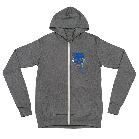 CZR RECORDS APPAREL - Crown Skull Blue zip hoodie