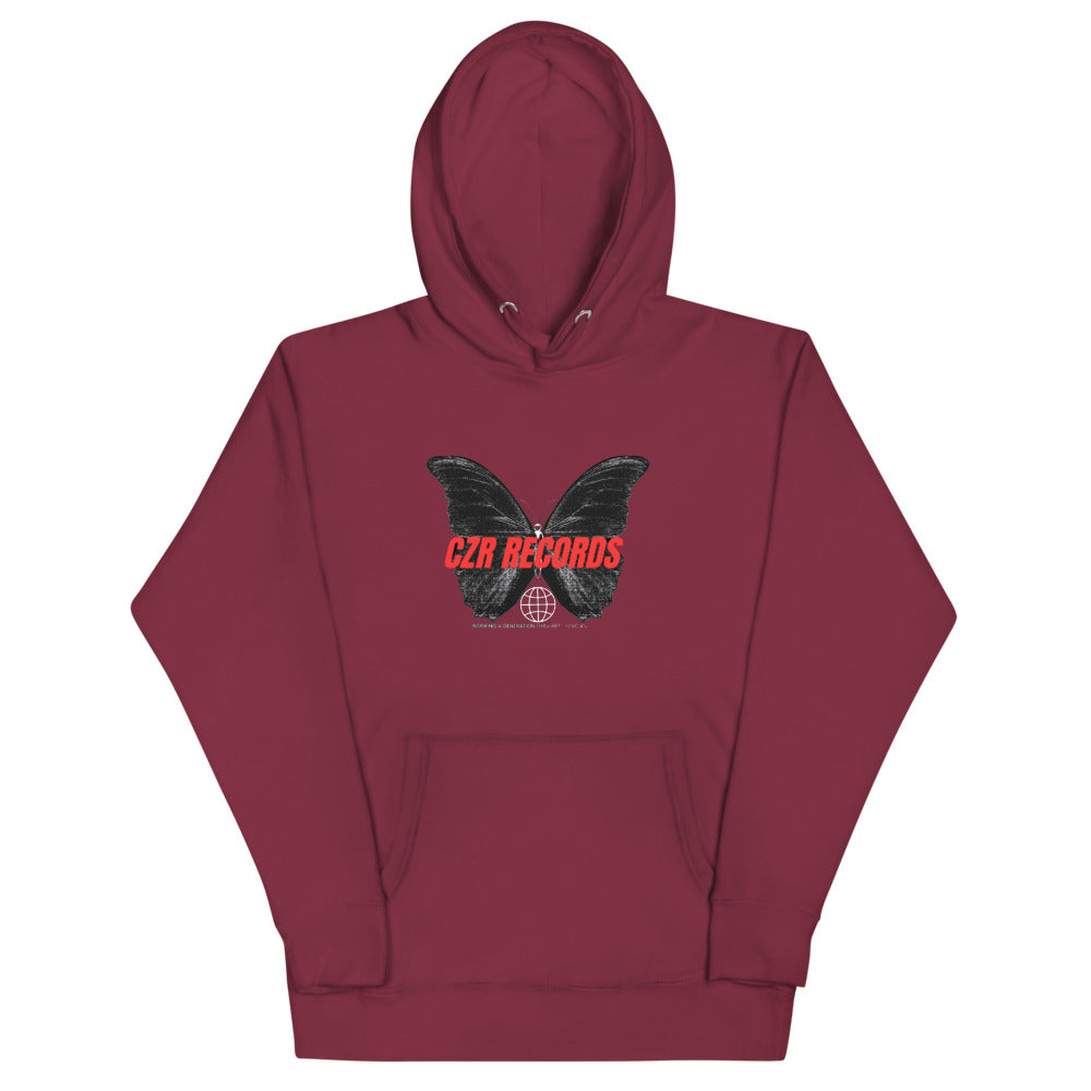 CZR RECORDS Apparel - Butterfly Doors Red Font Hoodie