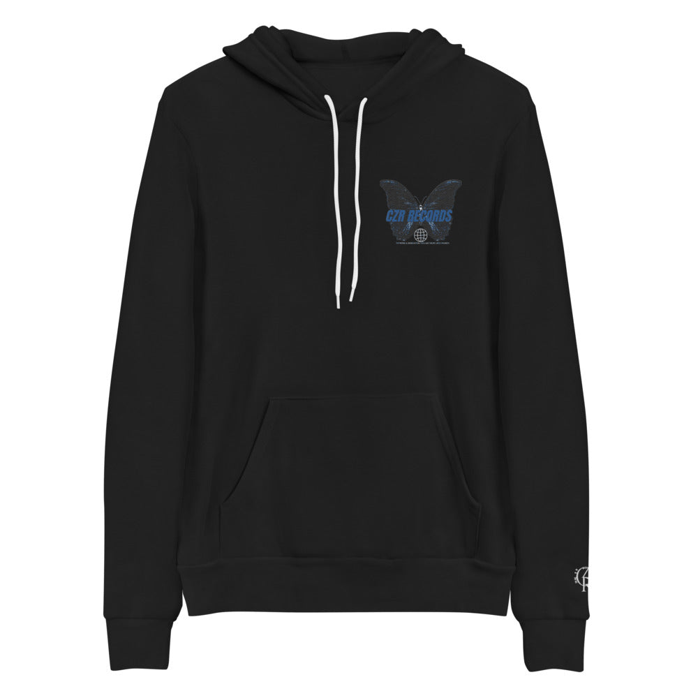 CZR RECORDS APPAREL - Butterfly Doors Blue Font hoodie
