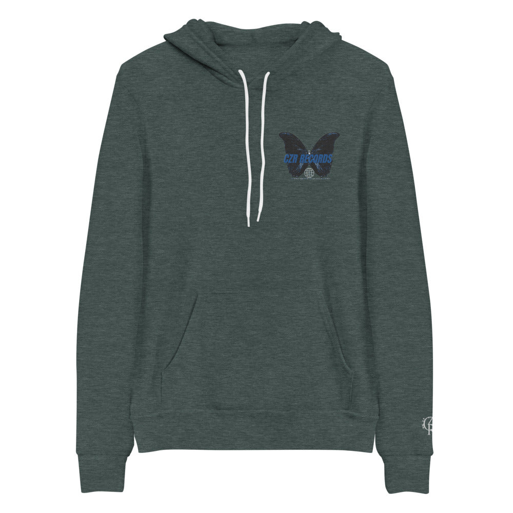 CZR RECORDS APPAREL - Butterfly Doors Blue Font hoodie