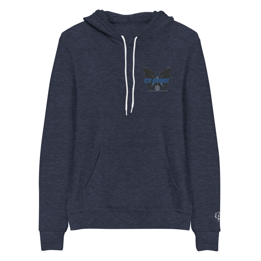 CZR RECORDS APPAREL - Butterfly Doors Blue Font hoodie