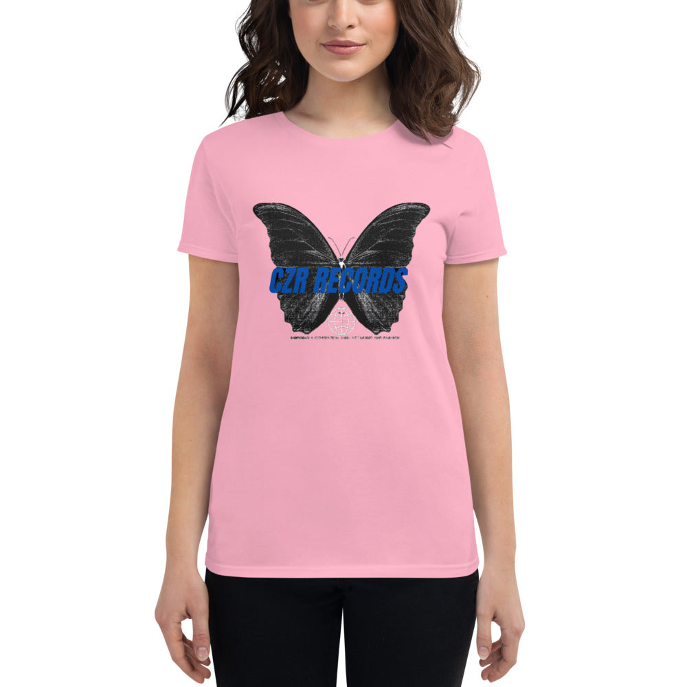 CZR RECORDS APPAREL - Butterfly Doors Blue Font Women's short sleeve t-shirt
