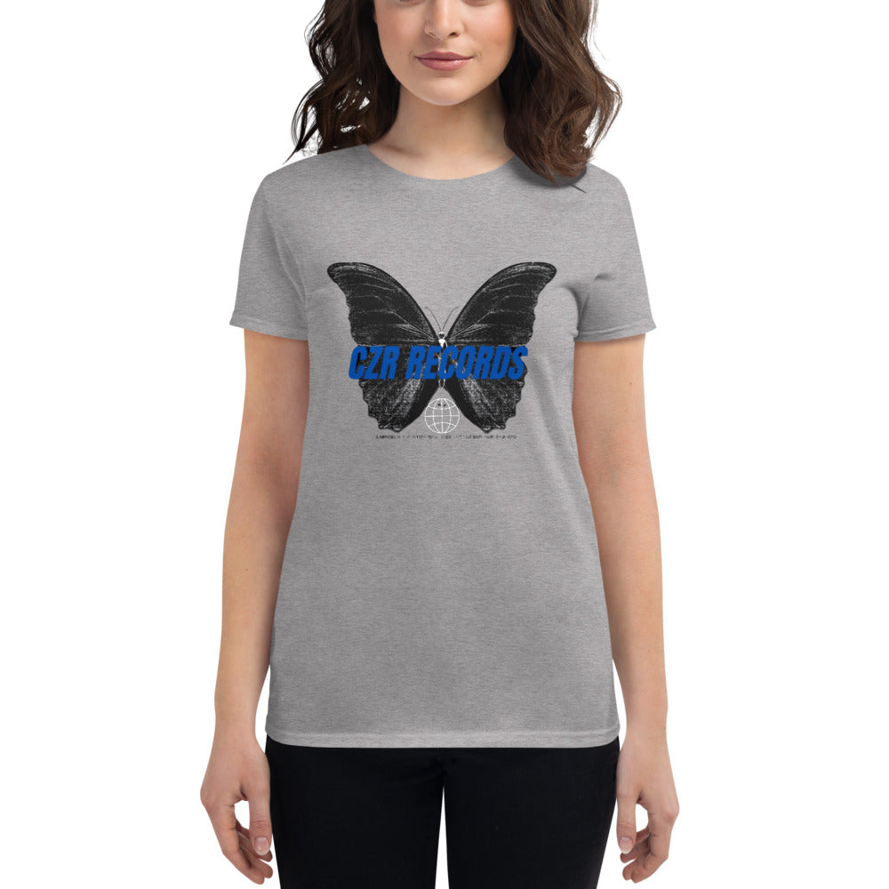 CZR RECORDS APPAREL - Butterfly Doors Blue Font Women's short sleeve t-shirt